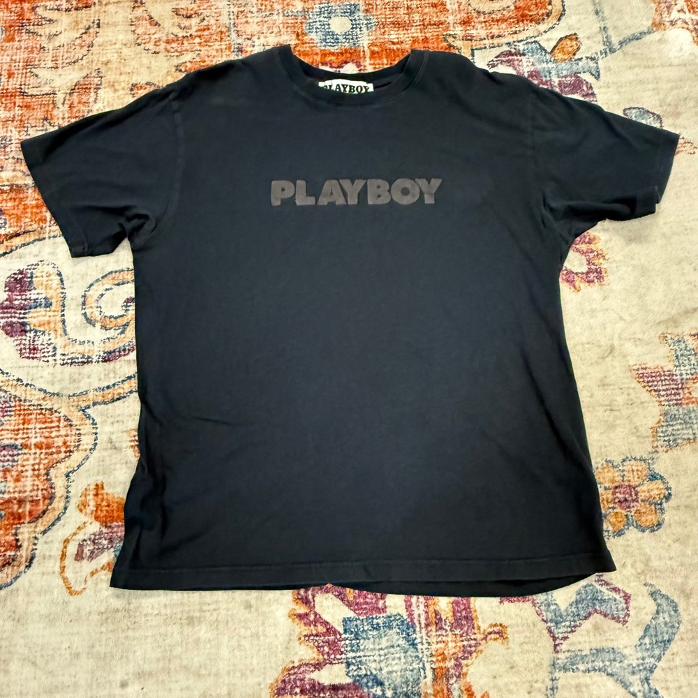 Playboy Mens Faded Black‎ Pacsun Logo Graphic T-Shirt Short Sleeve Crewneck L